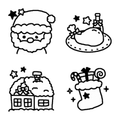 Cute black and white christmas emoji