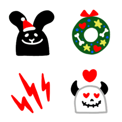 Rock rabbit and skull / Xmas emoji