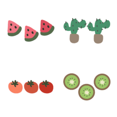 cute fruit,flower and tree line