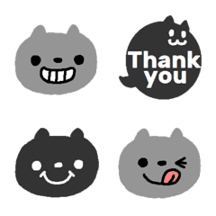 Black and Gray monochrome cat Emoji