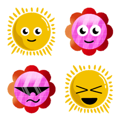 Handdrawn Flower and Sun Emoji