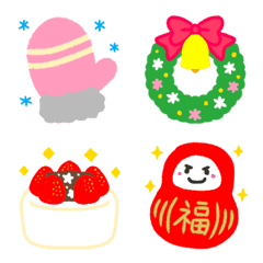Colorful winter doodle emoji.