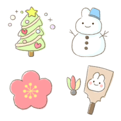 Christmas and New Year Emoji of rabbit