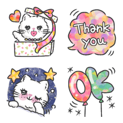 Stylish cat colorful emoji