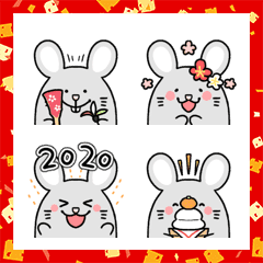 Very cute mouse emoji who loves New Year