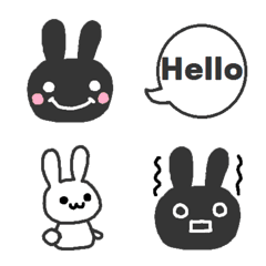 Black and White Monochrome Rabbit Emoji