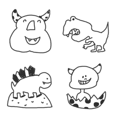 Monochrome graffiti Dinosaurs(Emoji)