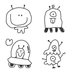 Monochrome graffiti Aliens(Emoji)