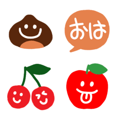 Kawaii chestnut,apple,grape and cherry