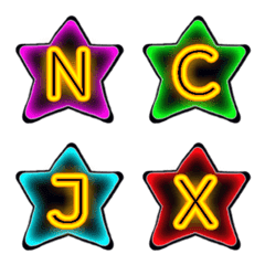 Neon Star (A-Z) Emoji Cute
