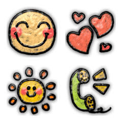 3D Kawaii Cute Chalk Crayon Luster Emoji