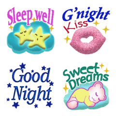 Selamat Malam Label Stiker Emoji Lucu