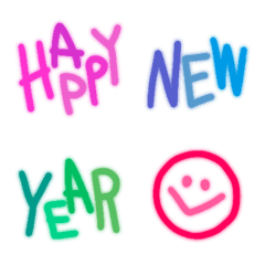 Happy new year neon  emoji