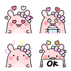 Cute pink and "kawaii" rabbit emoji