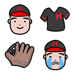 Baseball Boy Emoji _Black and Red