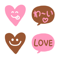 Pink and brown heart,fukidashi