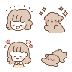 fluffy dog and cute girl emoji