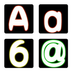 Neon-style big emoji.(alphanumeric)