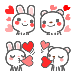 Stylish bear and rabbit emoji