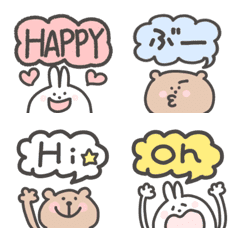 Rabbit and bear Speech balloon Emoji