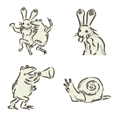 超鳥獣戯画の絵文字2、蛙や兎