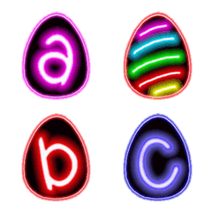 Neon Egg (a-z) Emoji Cute