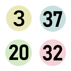 可愛圓形彩色數字(1-40)