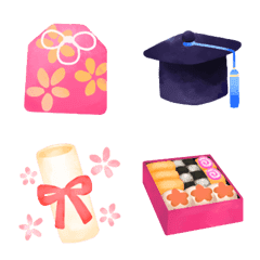 可愛い♥️春の卒業花見・大人の水彩絵文字