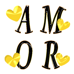 Full of Love (A-Z) Cute Emoji Gold Heart