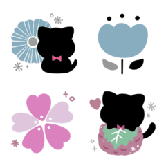 Cute  Nordic style Black cat Emoji