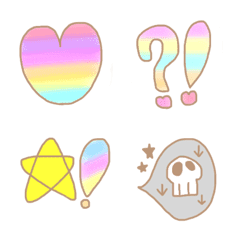 Yumekawa emoji with colorful symbols
