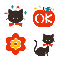 Retro Black cat emoji mie