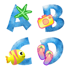 Laut Biru Tua A-Z Emoji Warna Air Lucu