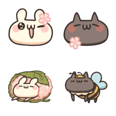 Shiro the rabbit & kuro the cat Emoji 1