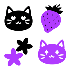 Cute loose cat -Black & Purple-