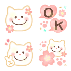 OTONAKAWAII Watercolor SAKURA&CAT Emoji