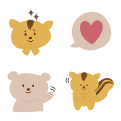 Kawaii!Bear and squirrel daily emoji