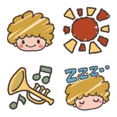 Cute curly hair boy's Emoji