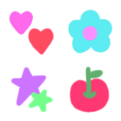 colorful fluffy emoji flower heart star