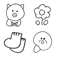 Cute black and white emoji 01