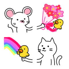 Emoji of cat and mouse.