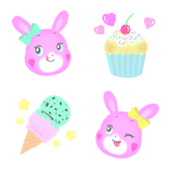 Pink Bunny & Sweets Emoji