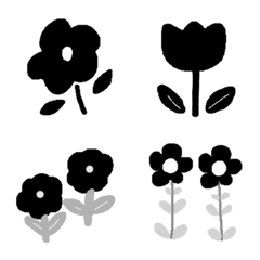 Monochrome emoji full of flowers