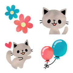 Gray cat colorful emoji