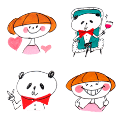 Cute girl and panda emoji