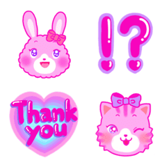 Pink Bunny & Kitty Emoji