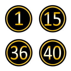 Black gold round numbers (1-40)
