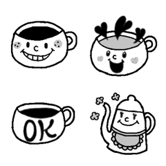 simple and cute monochrome cafe Emoji