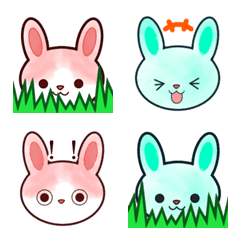 Easy to use rabbit   Mint and rose emoji