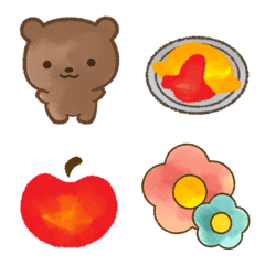 Watercolor style cute fluffy emoji